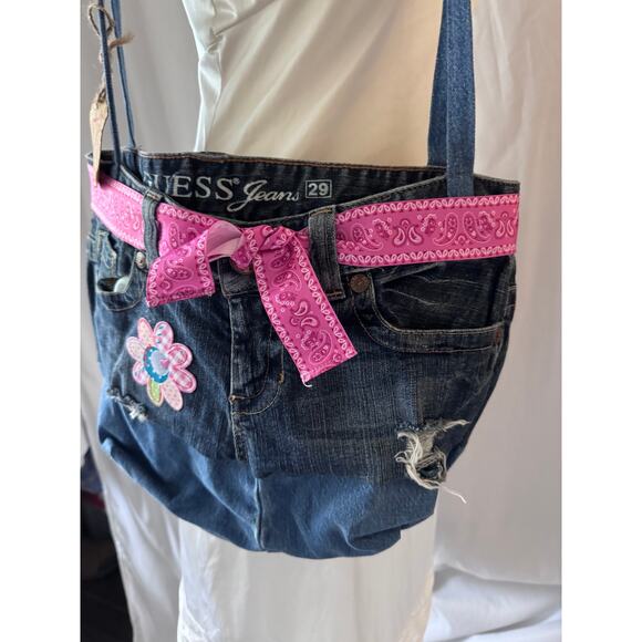Handmade Recycled Blue Jeans Purse - Picture 4 of 8